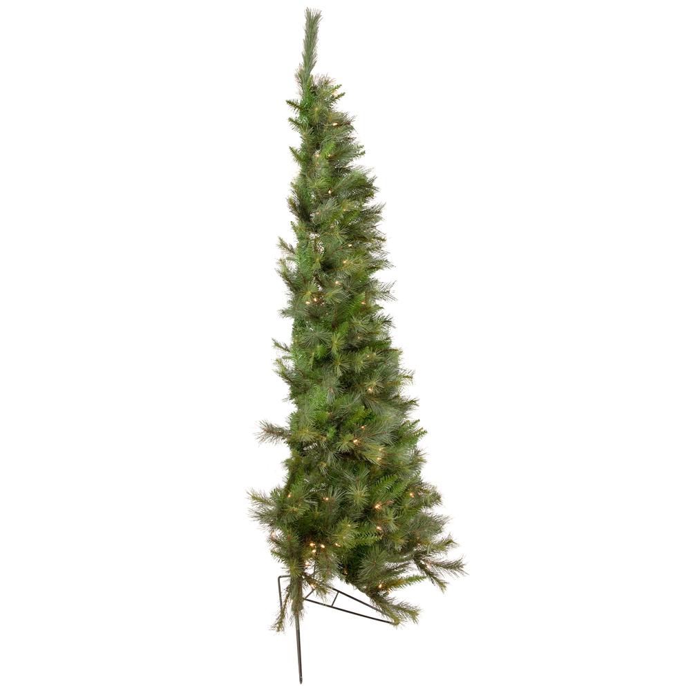 6.5' Pre-Lit Medium Canyon Pine Artificial Christmas Wall Tree  Clear Lights. Picture 3