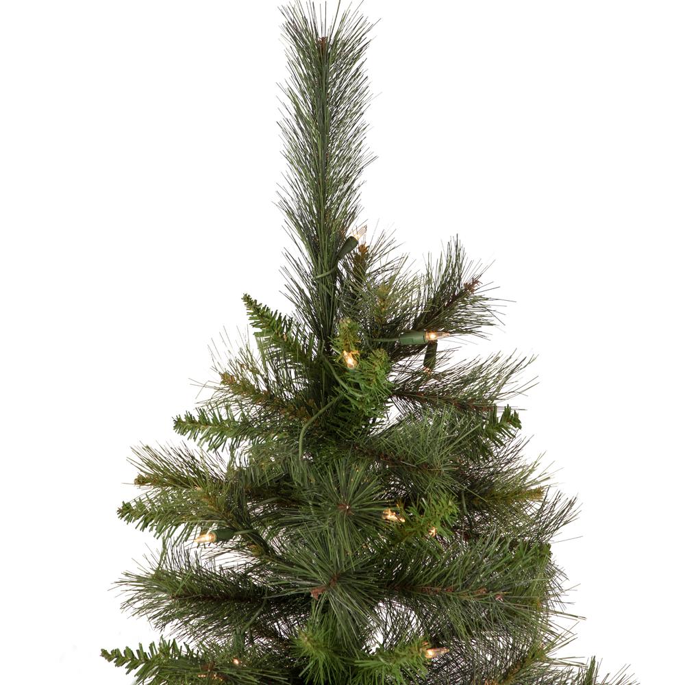 6.5' Pre-Lit Medium Canyon Pine Artificial Christmas Wall Tree  Clear Lights. Picture 4