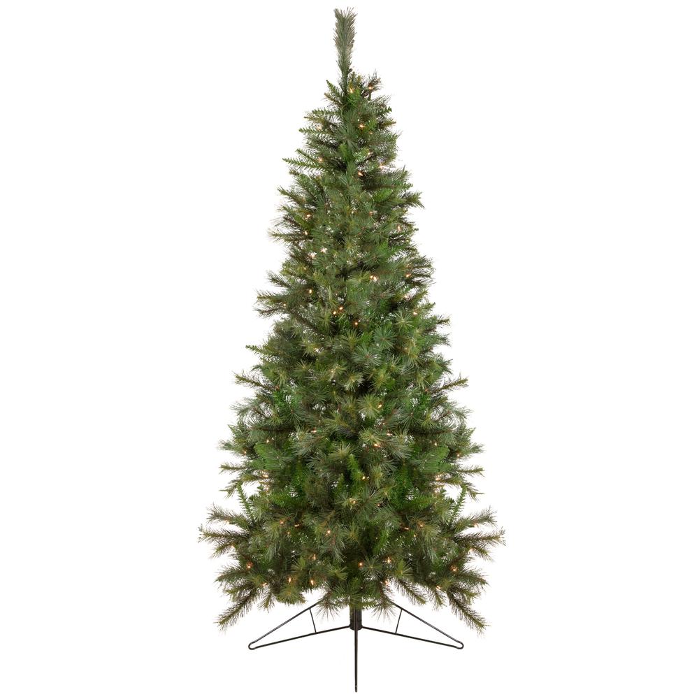 6.5' Pre-Lit Medium Canyon Pine Artificial Christmas Wall Tree  Clear Lights. Picture 1