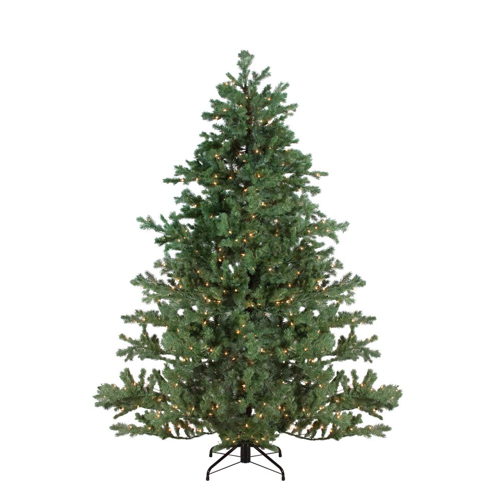 7.5' Pre-Lit Full Green Mountain Pine Artificial Christmas Tree - Clear Lights. The main picture.