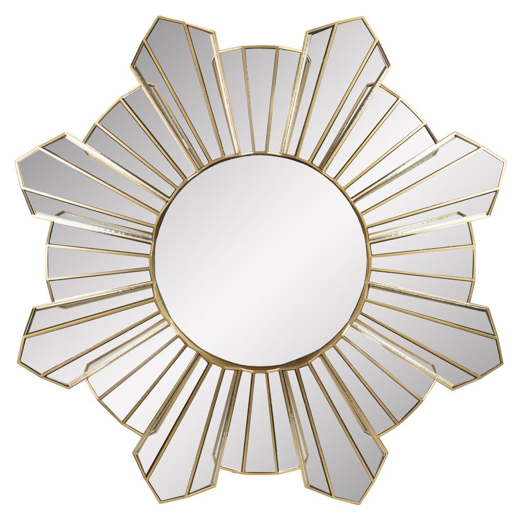 25" Gold and Silver Sunburst Wave Round Mirror Wall Decor. The main picture.
