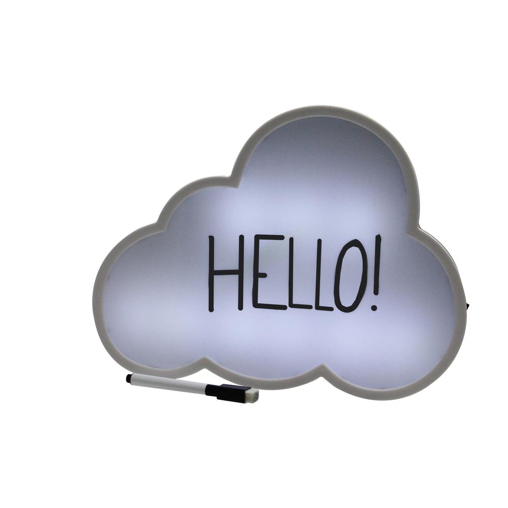 12" Battery Operated LED Lighted Cloud Shaped White Board. Picture 1