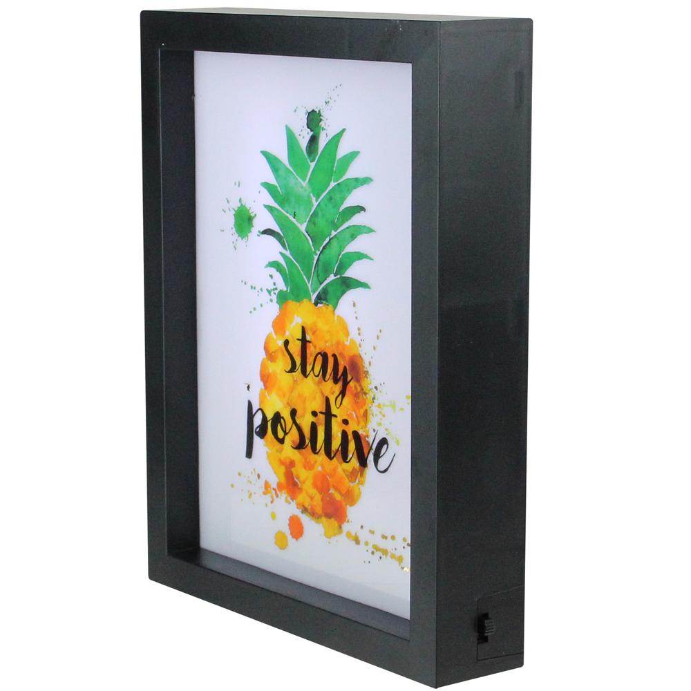 9" LED Lighted 'Stay Positive' Pineapple Framed Light Box. Picture 2
