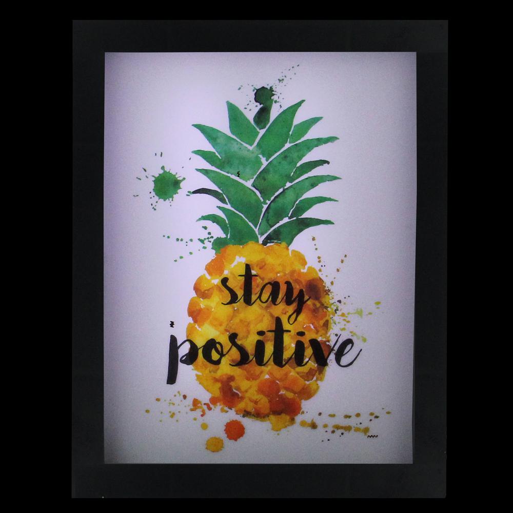 9" LED Lighted 'Stay Positive' Pineapple Framed Light Box. Picture 3