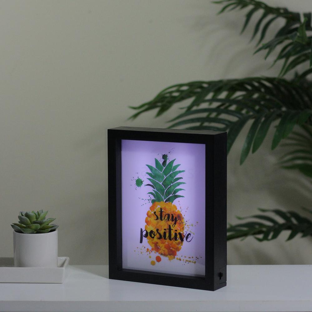 9" LED Lighted 'Stay Positive' Pineapple Framed Light Box. Picture 4