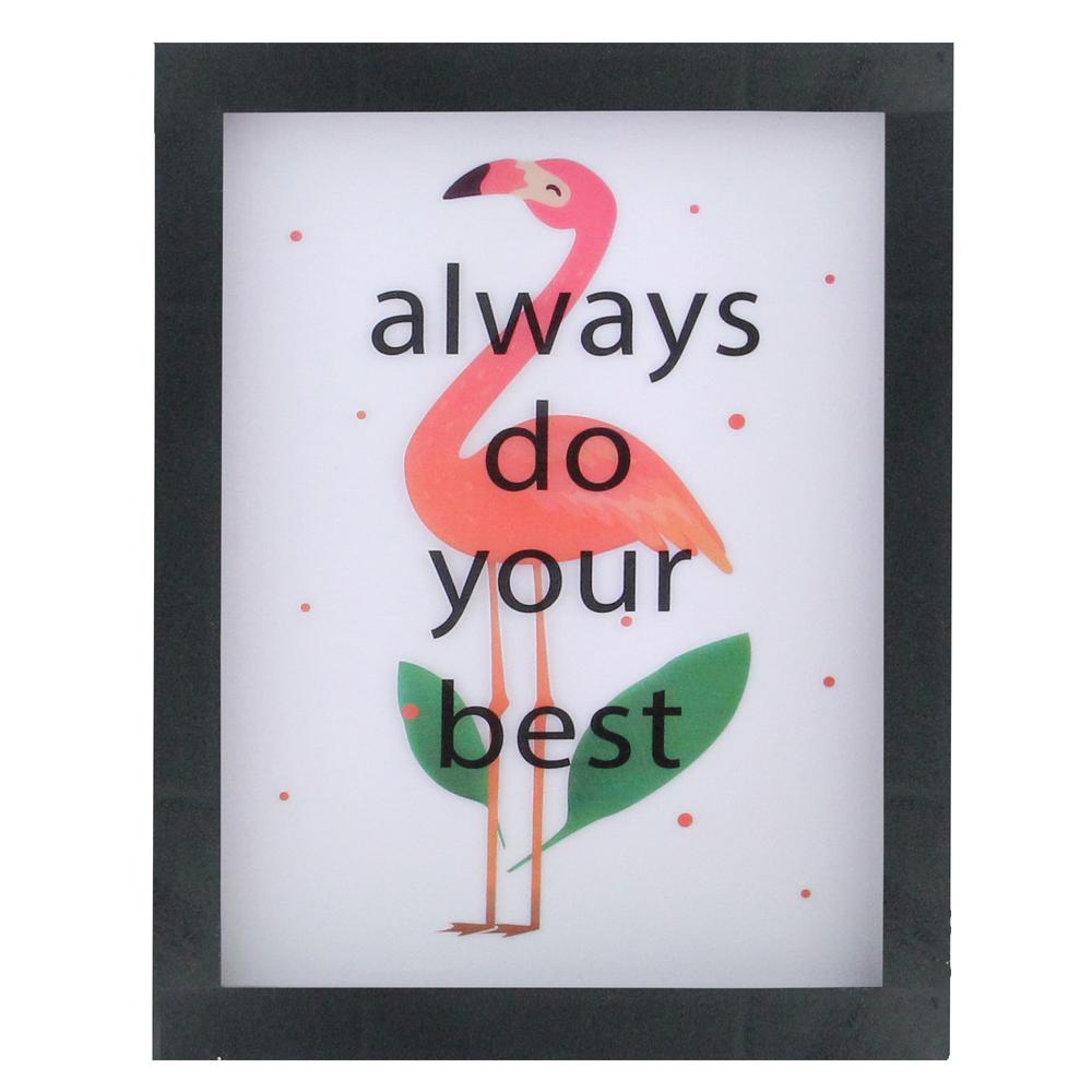 LED Lighted 'Always Do Your Best' Flamingo Framed Light Box 9" x 7". Picture 1