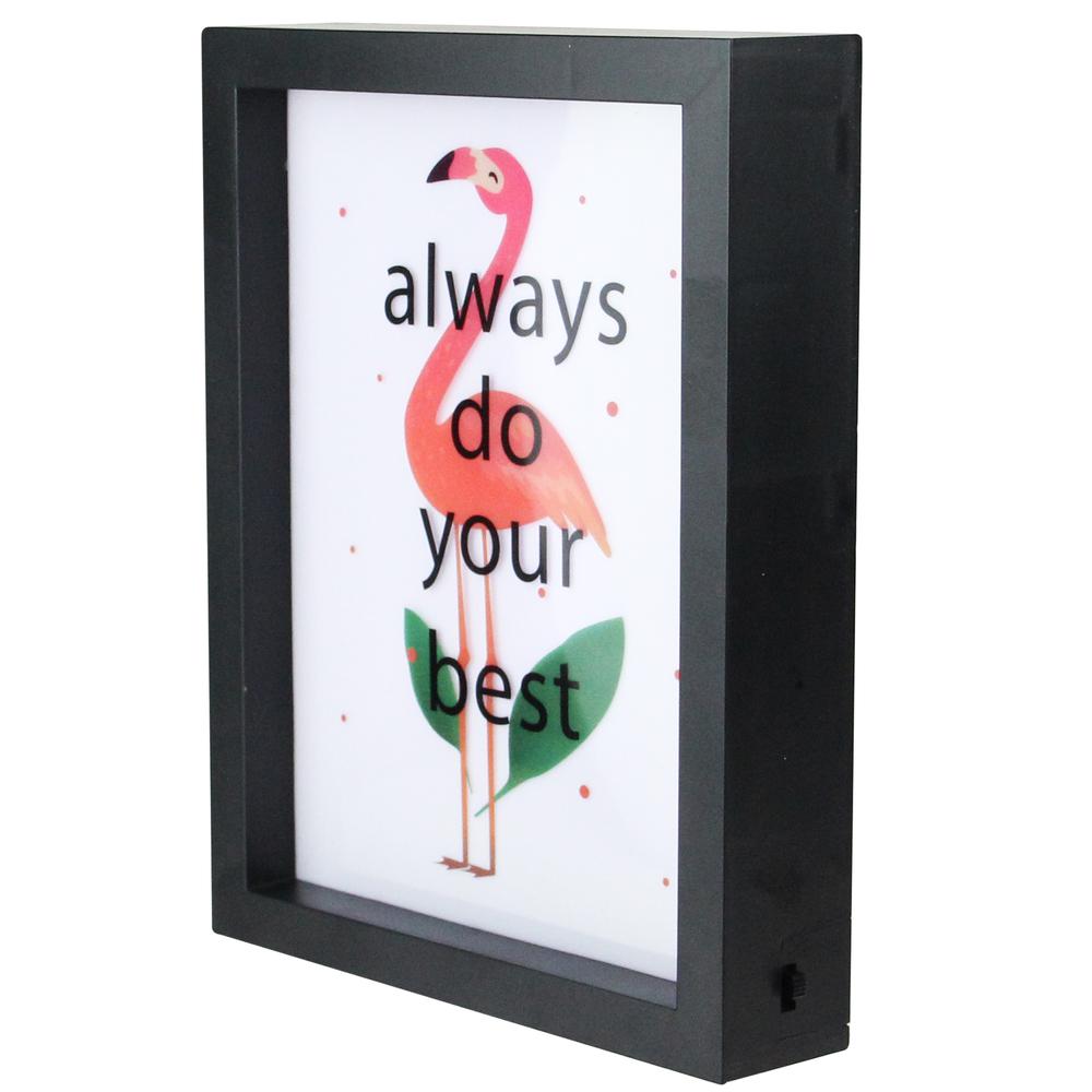 LED Lighted 'Always Do Your Best' Flamingo Framed Light Box 9" x 7". Picture 2