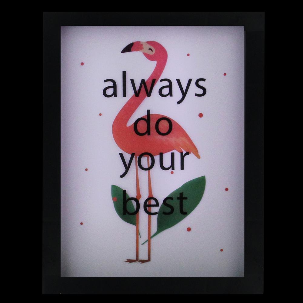 LED Lighted 'Always Do Your Best' Flamingo Framed Light Box 9" x 7". Picture 3