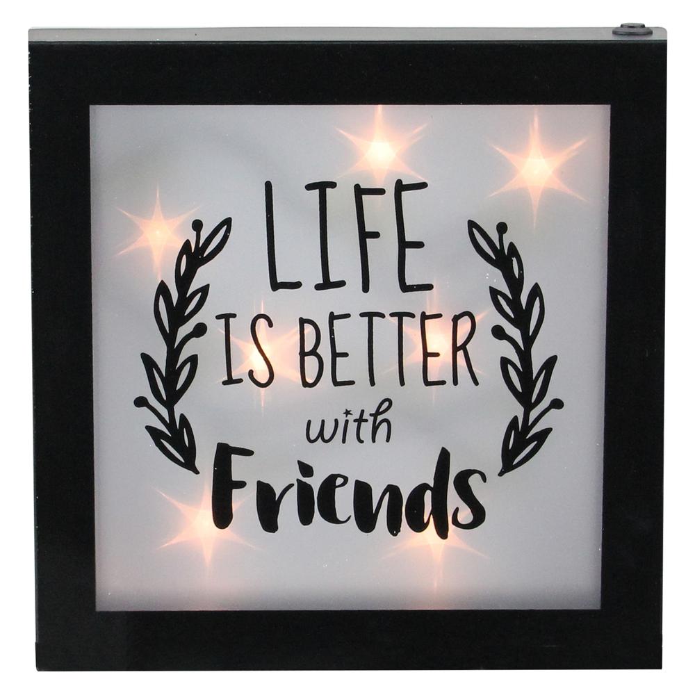 9" B/O LED Lighted "Life is Better With Friends" Framed Wall Decor. Picture 1