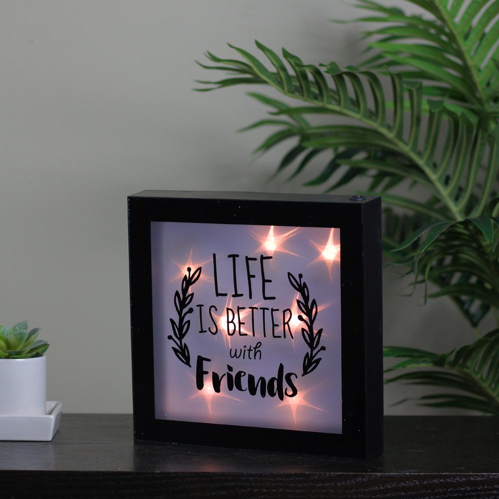 9" B/O LED Lighted "Life is Better With Friends" Framed Wall Decor. Picture 3