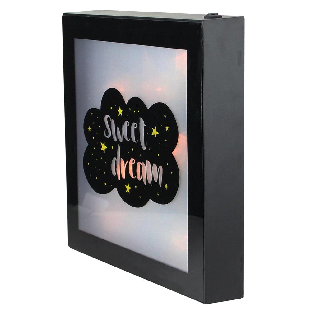9" Battery Operated LED Lighted â€œSweet Dream" Cloud Framed Night Light Box. Picture 2