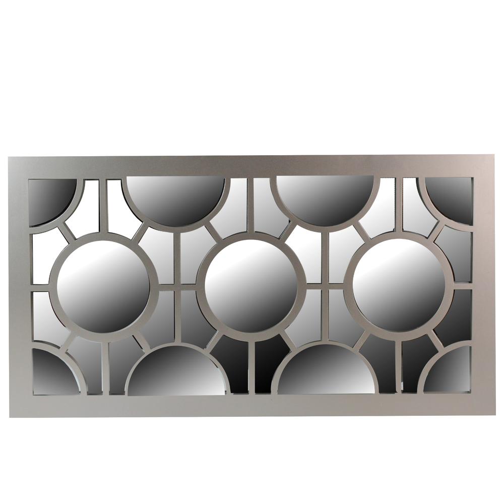 26" Metallic Gray Framed Geometric Rectangular Wall Mirror. Picture 1