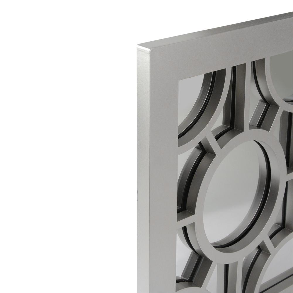 26" Metallic Gray Framed Geometric Rectangular Wall Mirror. Picture 2