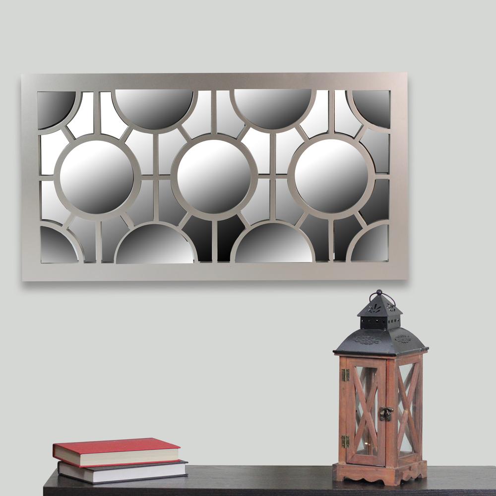 26" Metallic Gray Framed Geometric Rectangular Wall Mirror. Picture 3