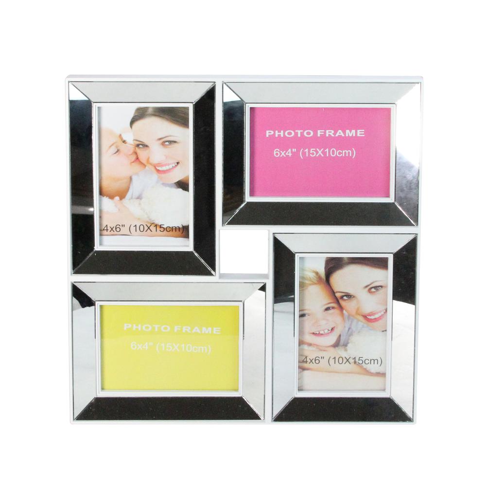 14.25" Silver Square Collage Glass Encased Picture Frame. Picture 1