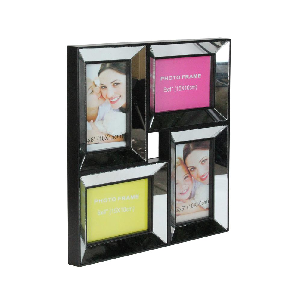 14.5" Black Mirrored Collage Picture Frame for Dual-Size Photos. Picture 2