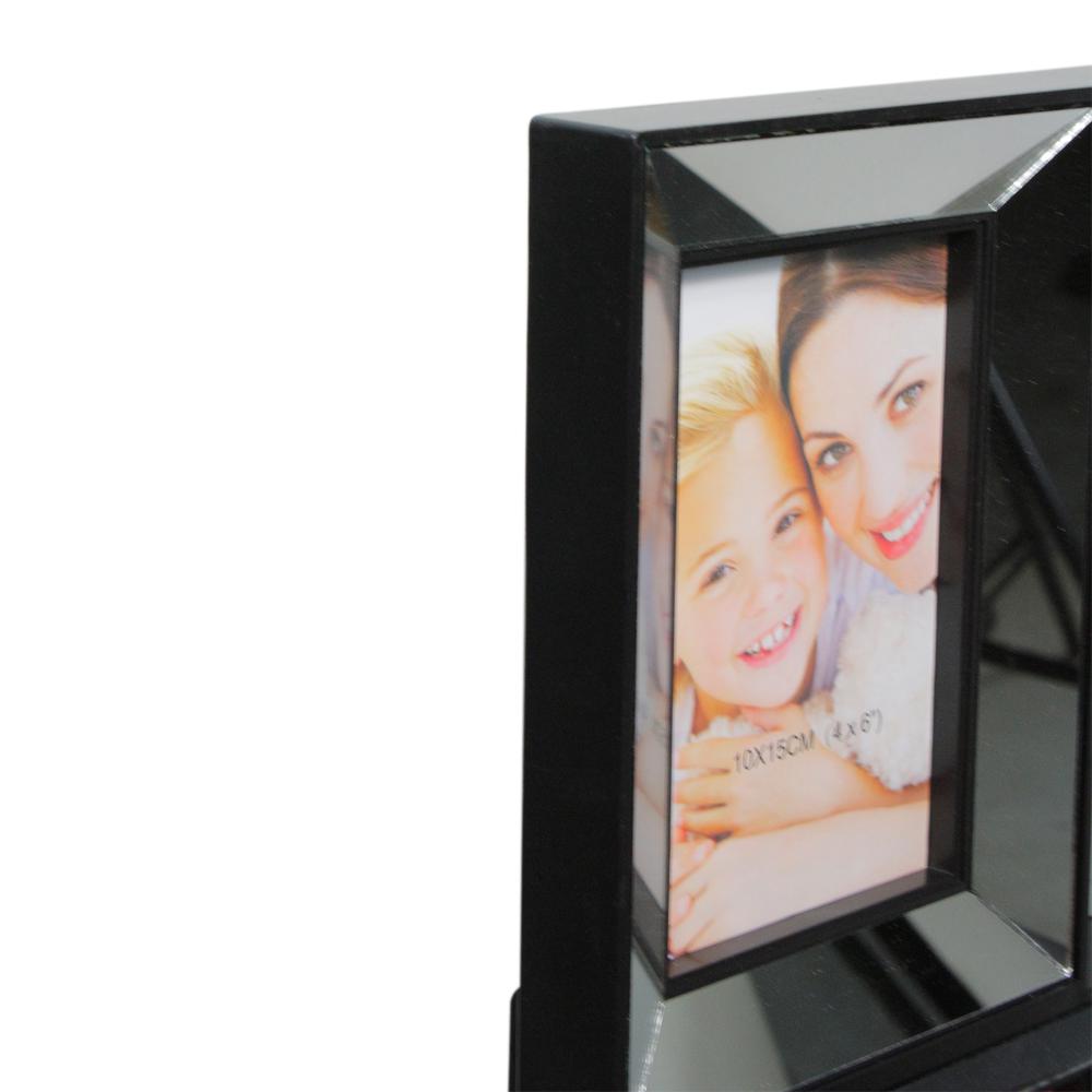 14.5" Black Mirrored Collage Picture Frame for Dual-Size Photos. Picture 3