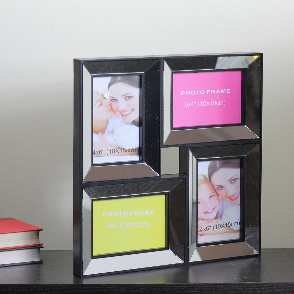 14.5" Black Mirrored Collage Picture Frame for Dual-Size Photos. Picture 4