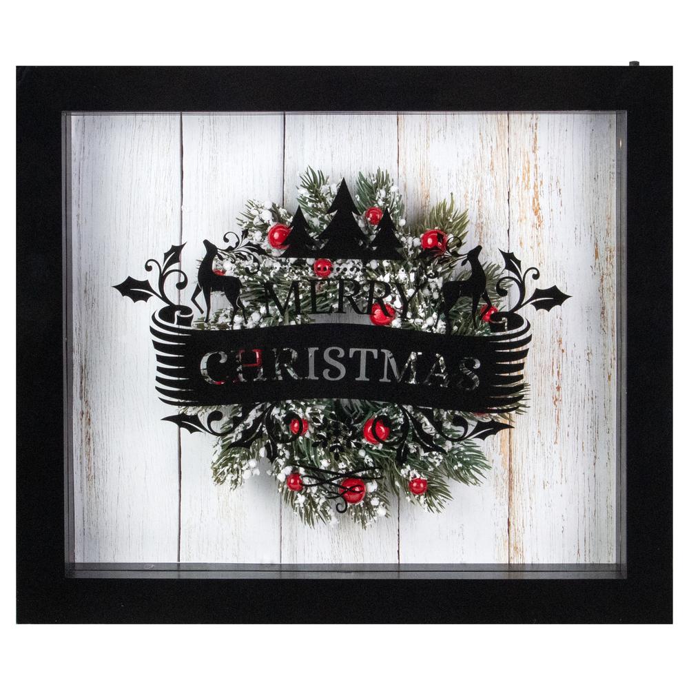 14" Black Framed 3D "Merry Christmas" LED Christmas Box Decor. Picture 1