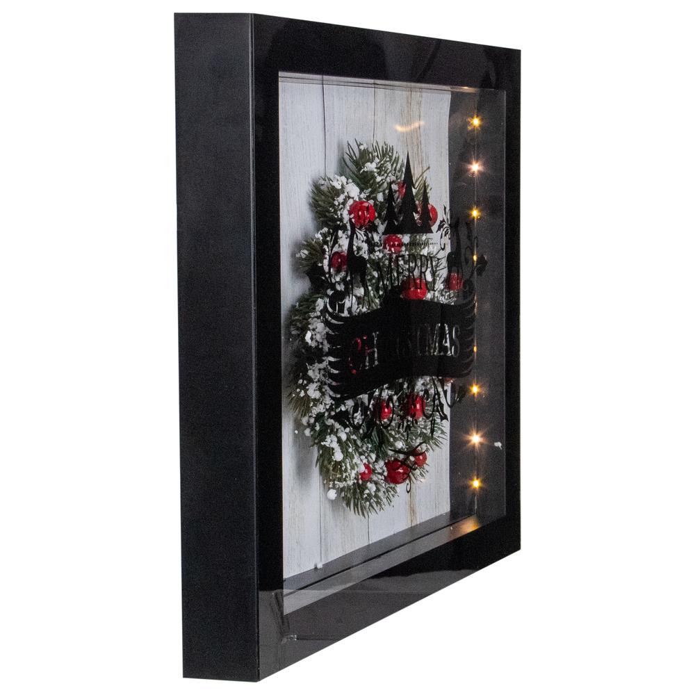 14" Black Framed 3D "Merry Christmas" LED Christmas Box Decor. Picture 3