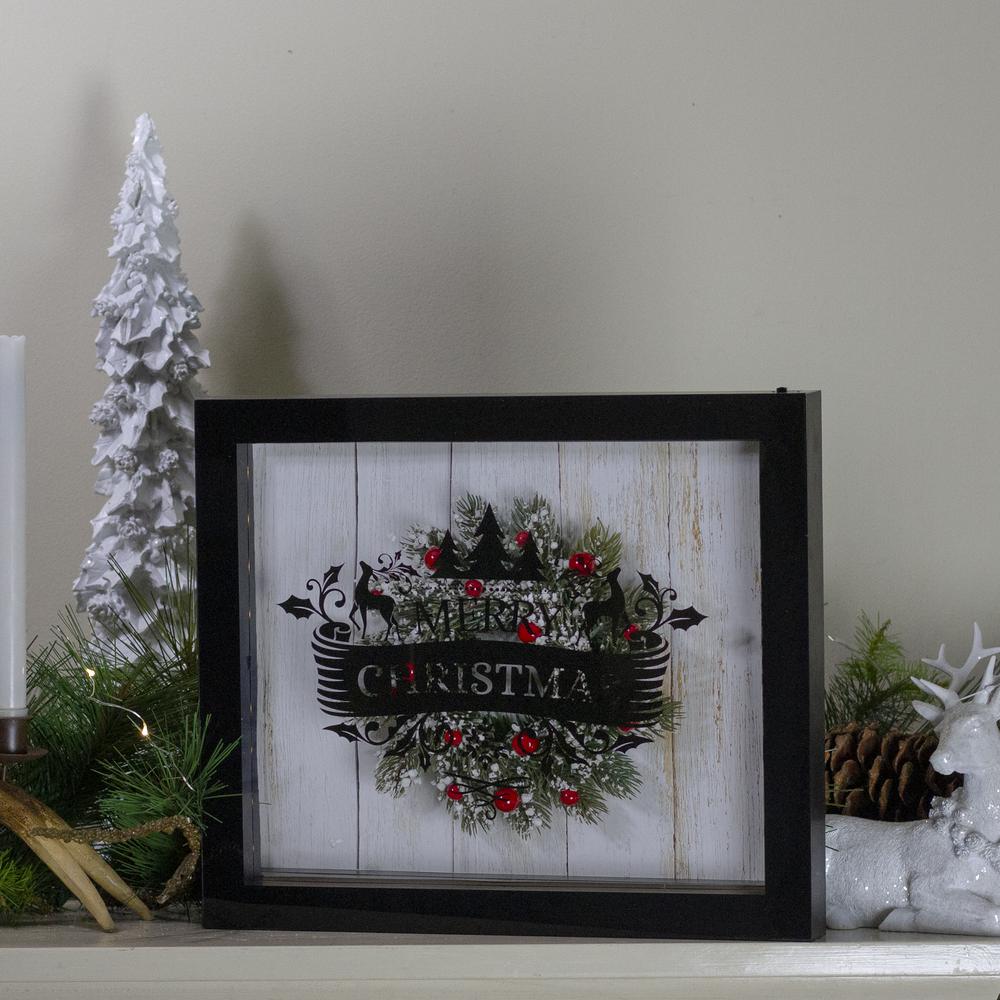14" Black Framed 3D "Merry Christmas" LED Christmas Box Decor. Picture 2