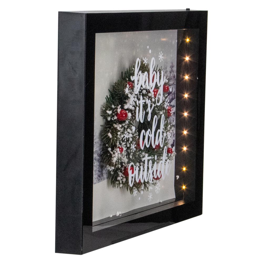 14" Black Framed 3D "Baby It's Cold Outside" Christmas LED Decor Box. Picture 3