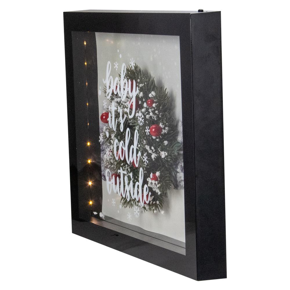 14" Black Framed 3D "Baby It's Cold Outside" Christmas LED Decor Box. Picture 4