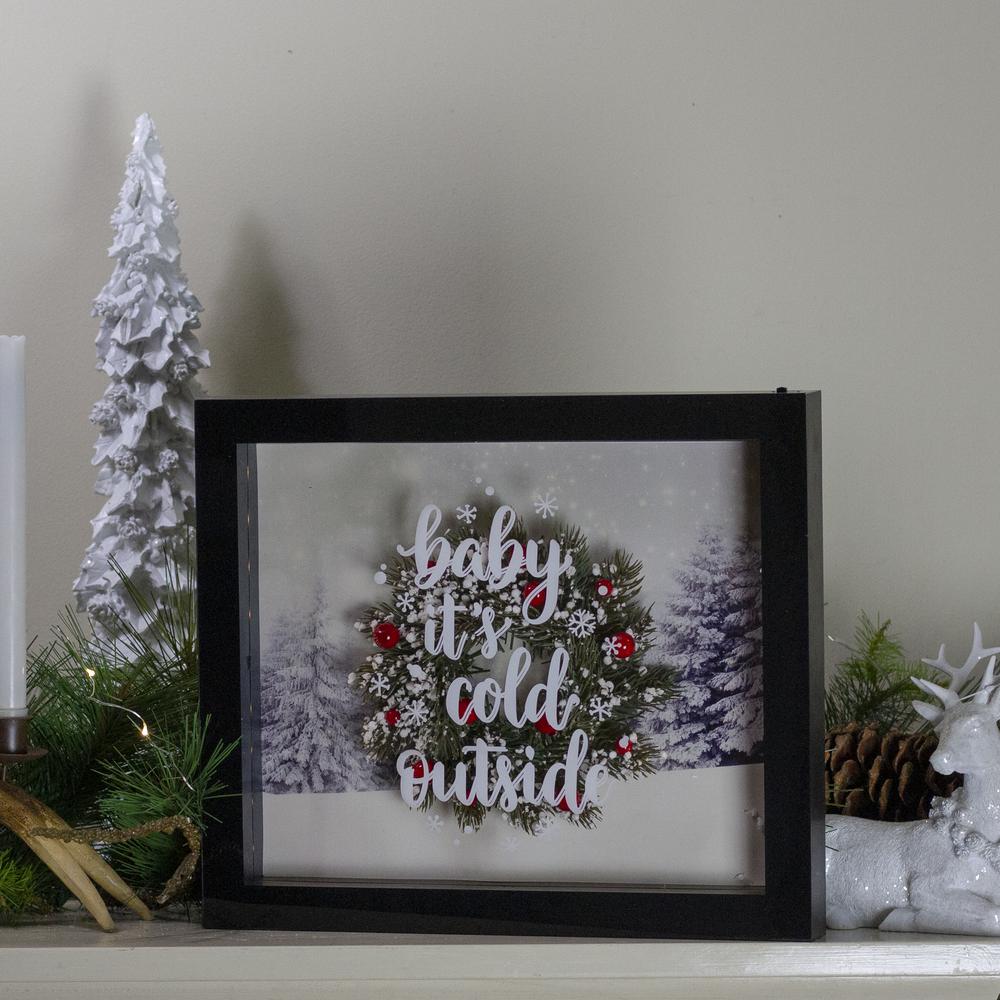14" Black Framed 3D "Baby It's Cold Outside" Christmas LED Decor Box. Picture 2