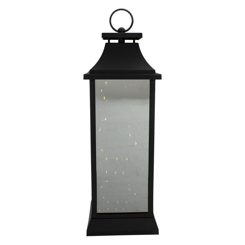 19-Inch LED Battery Operated Black Mirrored Lantern Warm White Flickering Lights. Picture 3
