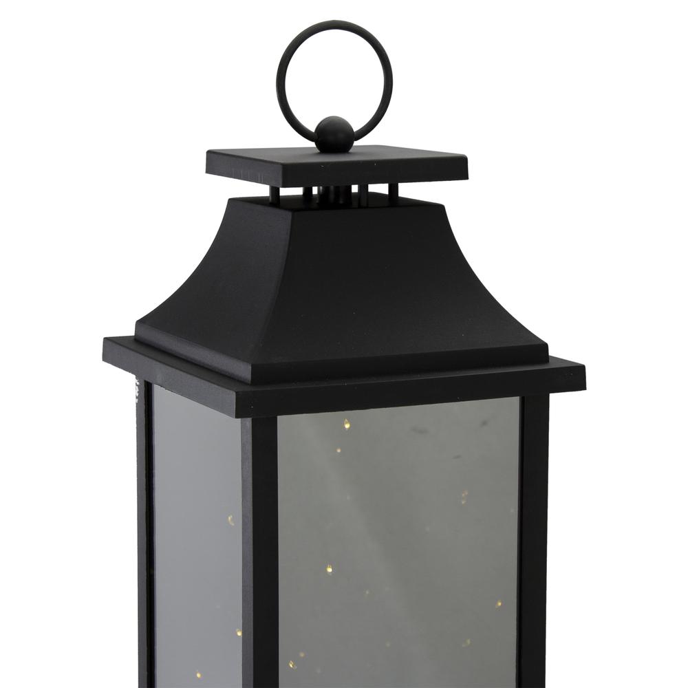 19-Inch LED Battery Operated Black Mirrored Lantern Warm White Flickering Lights. Picture 5