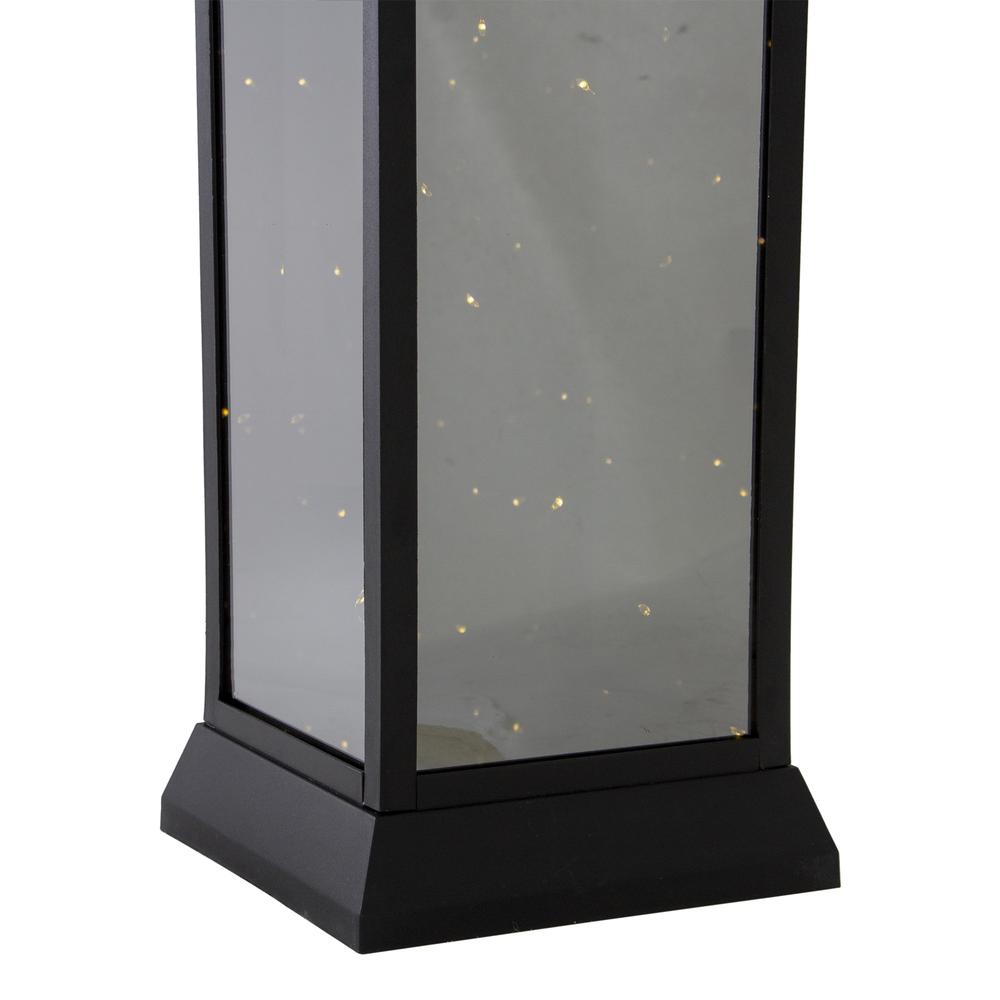 19-Inch LED Battery Operated Black Mirrored Lantern Warm White Flickering Lights. Picture 4
