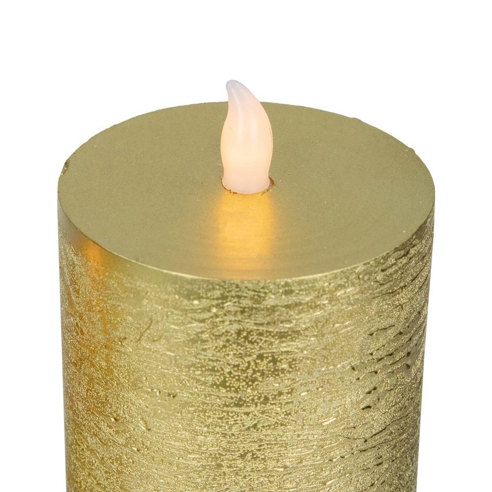 Set of 3 Gold LED Flickering Flameless Pillar Christmas Candles 8.75". Picture 7
