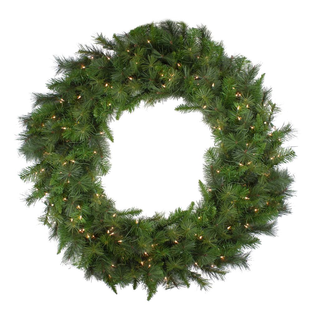 Canyon Pine Mixed Artificial Christmas Wreath - 48-Inch  Clear Lights. Picture 1