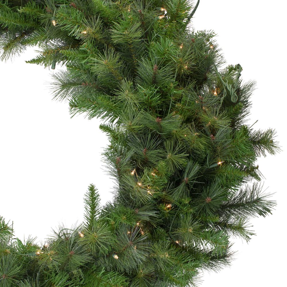 Canyon Pine Mixed Artificial Christmas Wreath - 48-Inch  Clear Lights. Picture 2