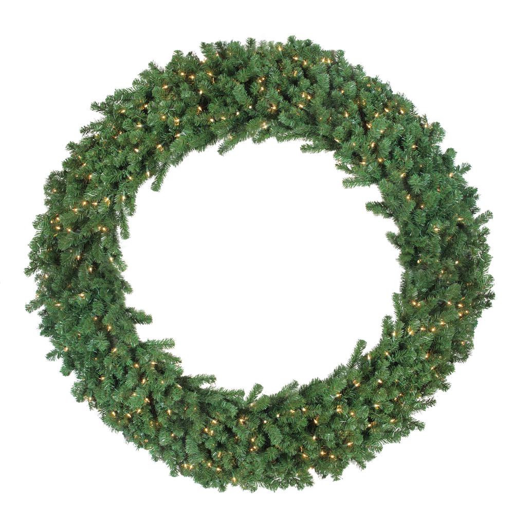 Pre-Lit Deluxe Windsor Pine Artificial Christmas Wreath - 60-Inch  Clear Lights. Picture 1