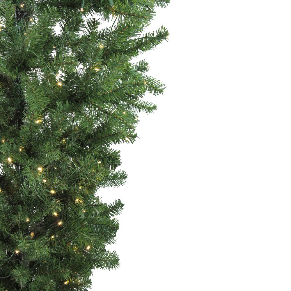 7.5' Pre-Lit Green Spruce Artificial Upside Down Christmas Tree - Warm White LED Lights. Picture 3
