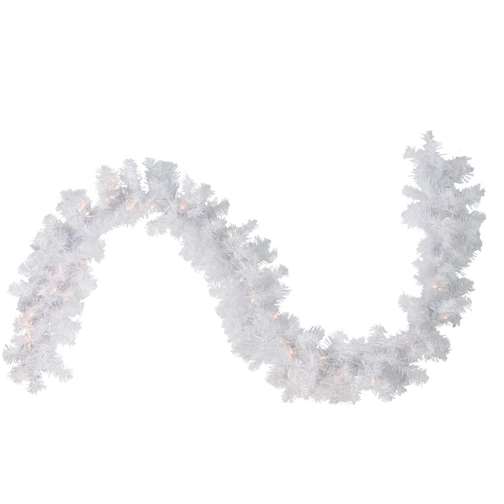 9' x 12" White Crystal Spruce Christmas Garland - Clear AlwaysLit Lights. Picture 2