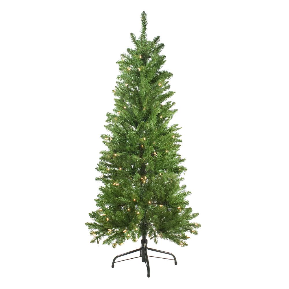 4.5' Pre-Lit White River Fir Artificial Pencil Christmas Tree - Clear Lights. Picture 1