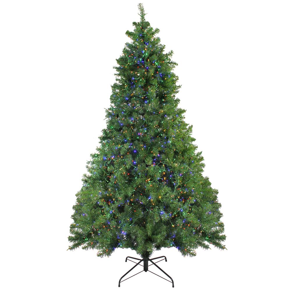 7.5' Pre-Lit Full Pike River Fir Artificial Christmas Tree - Multicolor LED Lights. Picture 3