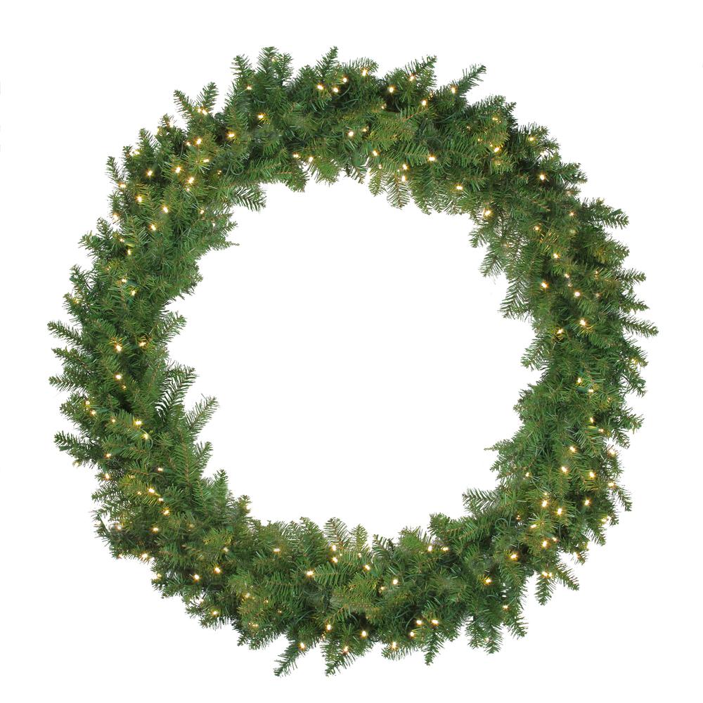 Pre-Lit Northern Pine LED Artificial Christmas Wreath - 48-Inch  Warm White Lights. Picture 1
