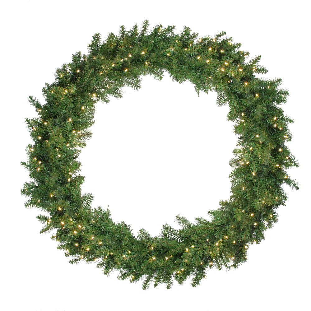 Pre-Lit Northern Pine LED Artificial Christmas Wreath - 48-Inch  Warm White Lights. Picture 3