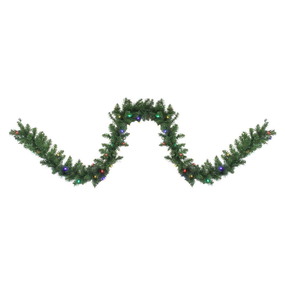 9' x 10" PreLit Northern Pine Artificial Christmas Garland, Multi LED Lights. Picture 1