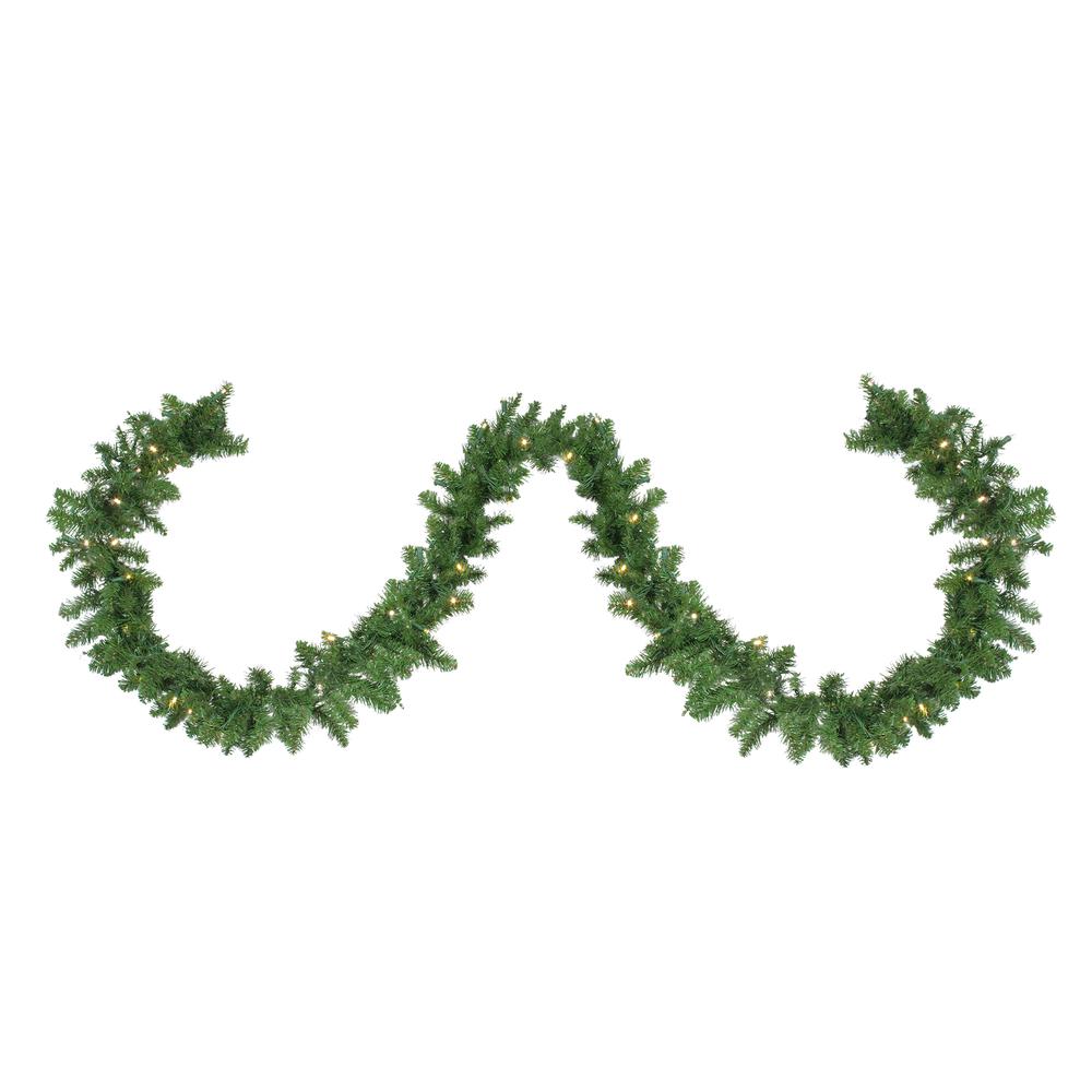 9' x 10" Pre-Lit Northern Pine Artificial Christmas Garland - Warm White LED Lights. Picture 1