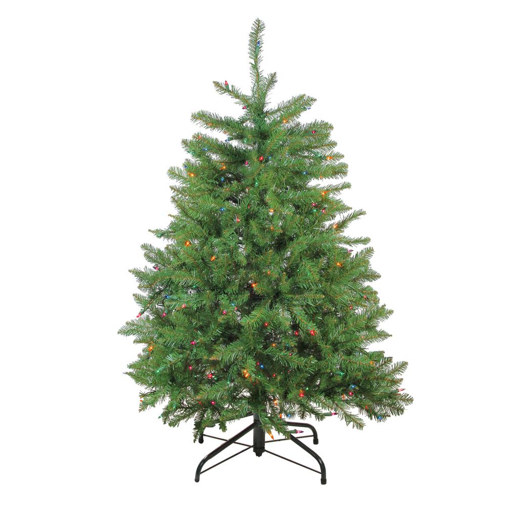 4' Pre-Lit Northern Pine Full Artificial Christmas Tree - Multicolor Lights. Picture 1