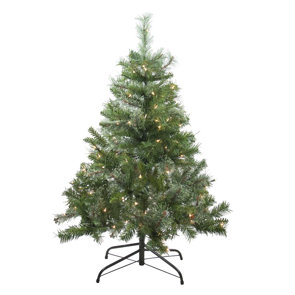 4' Pre-Lit Mixed Cashmere Pine Medium Artificial Christmas Tree - Clear Lights. Picture 1