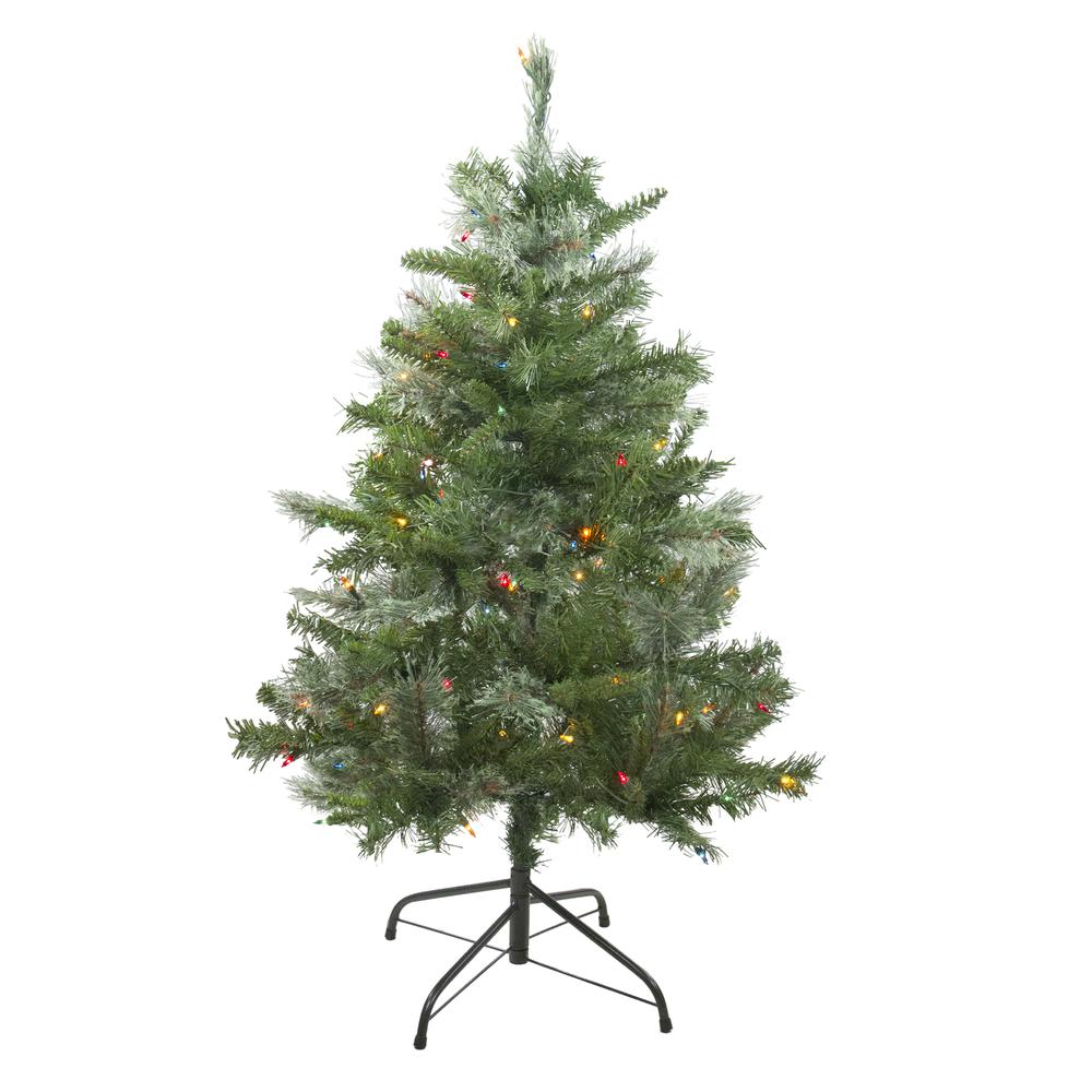 4' Pre-Lit Mixed Cashmere Pine Artificial Christmas Tree - Multi Lights. Picture 1