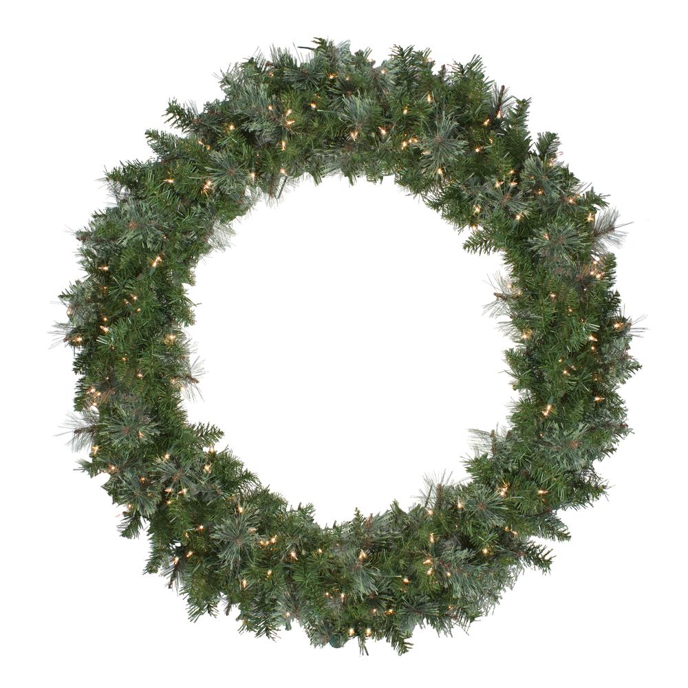 48" Pre-Lit Mixed Cashmere Pine Artificial Christmas Wreath - Clear Lights. Picture 1