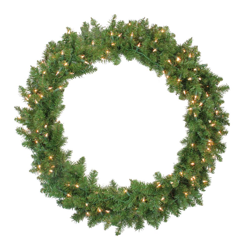 Pre-Lit Northern Pine Artificial Christmas Wreath - 36-Inch  Clear Lights. Picture 1