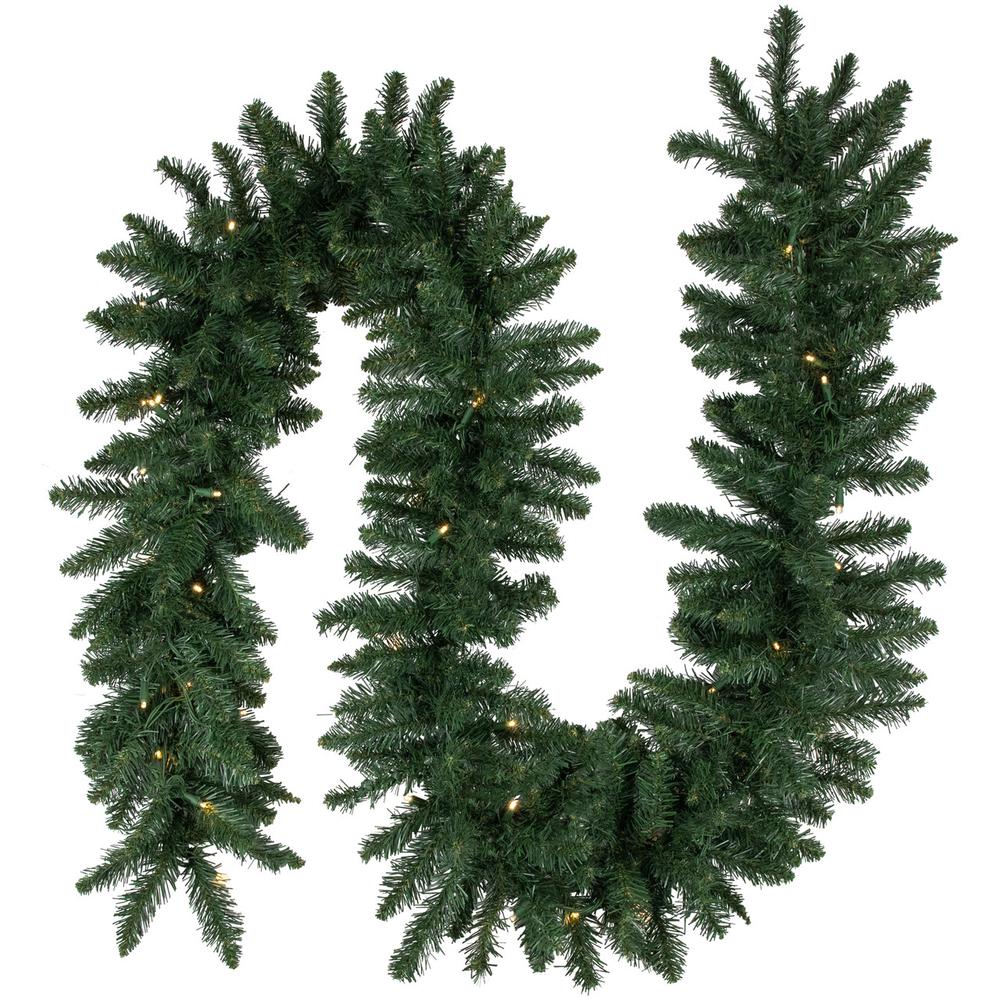 50' x 16" Buffalo Fir Commercial Christmas Garland - Warm White LED Lights. Picture 1