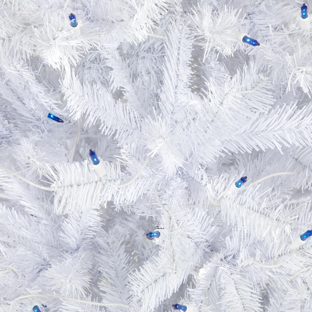 6.5' Pre-Lit Slim Geneva White Spruce Artificial Christmas Tree  Blue Lights. Picture 4